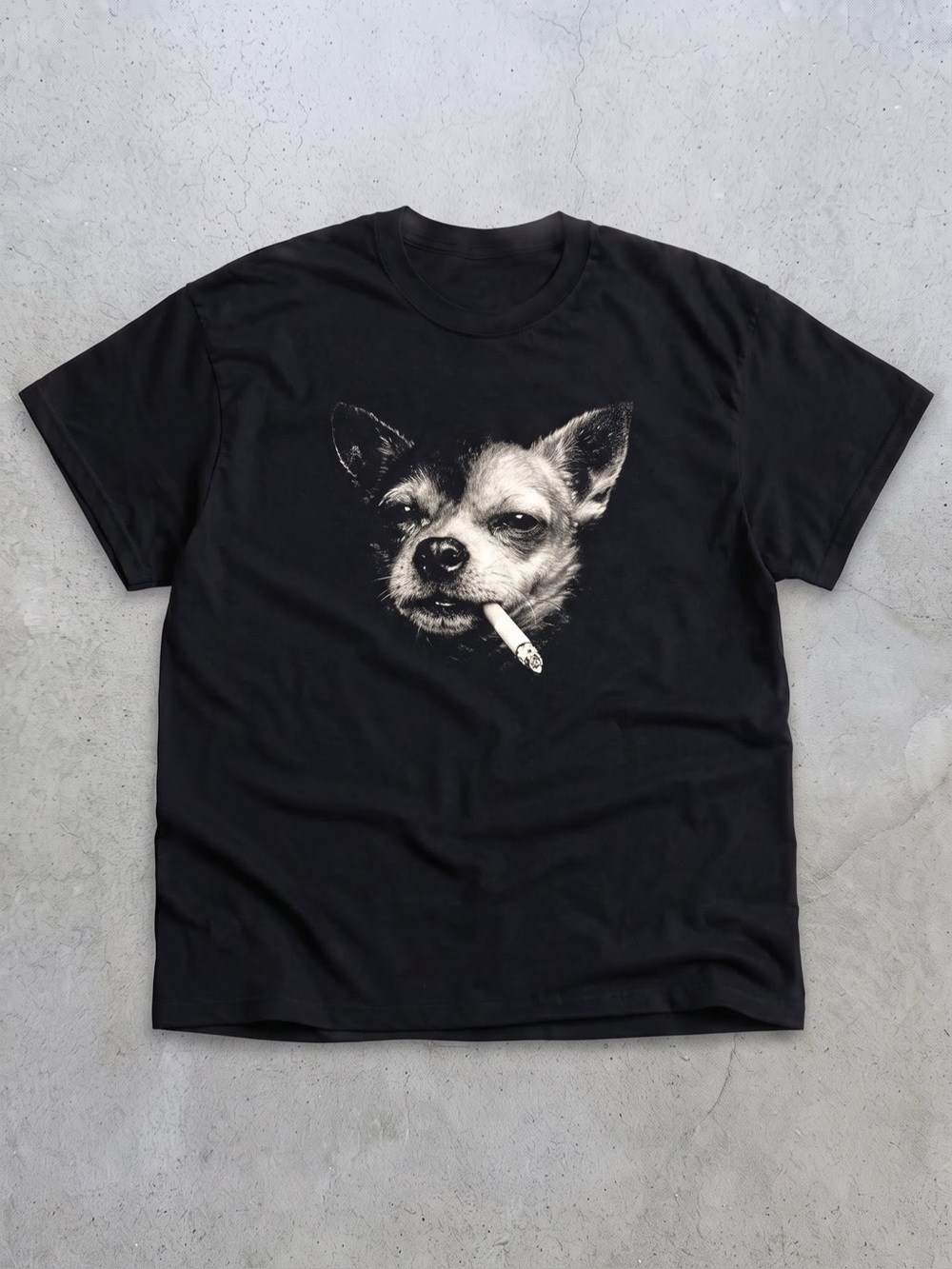 Gildan Black T-Shirt with Cream Chihuahua
Graphic